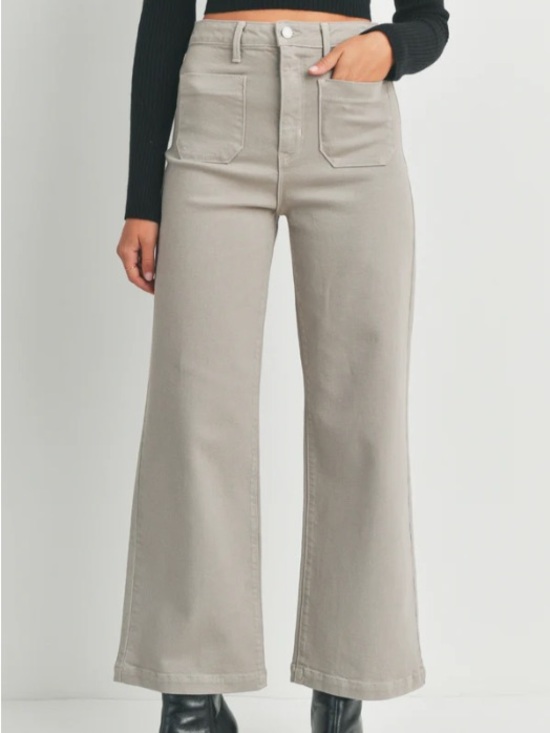 just black denim Denim - Just Black Denim High-Rise Wide Leg Sailor Jeans in Moonstone Light Tan 24